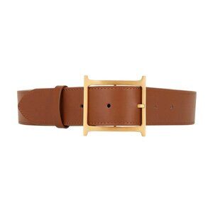 Helsa Brown Leather Belt with Gold Buckle